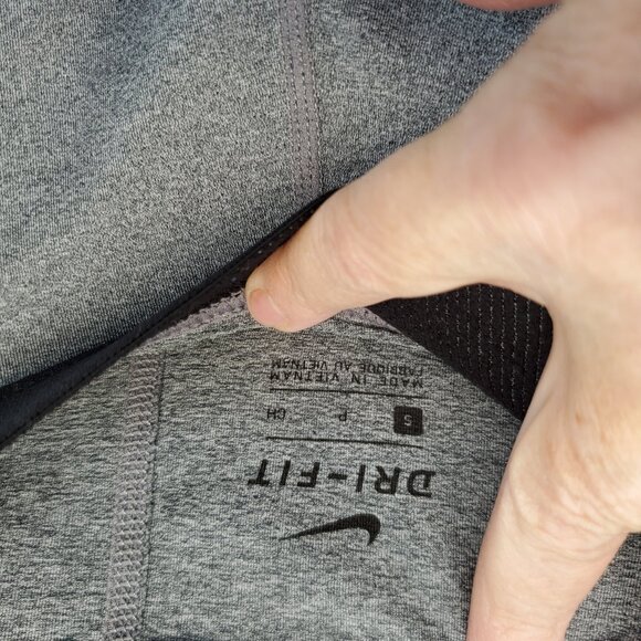 Nike Pro Cropped Athletic Compression Leggings Black Gray Band Logo Small - Picture 5 of 7